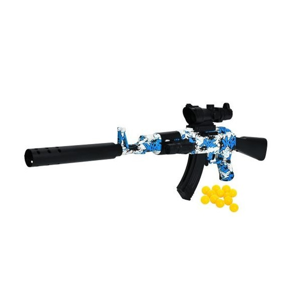 Автомат 66см, пластикові кулі, прицел, лазер, 2 кольори, на бат(табл), у п/е 19-44-5см /24/