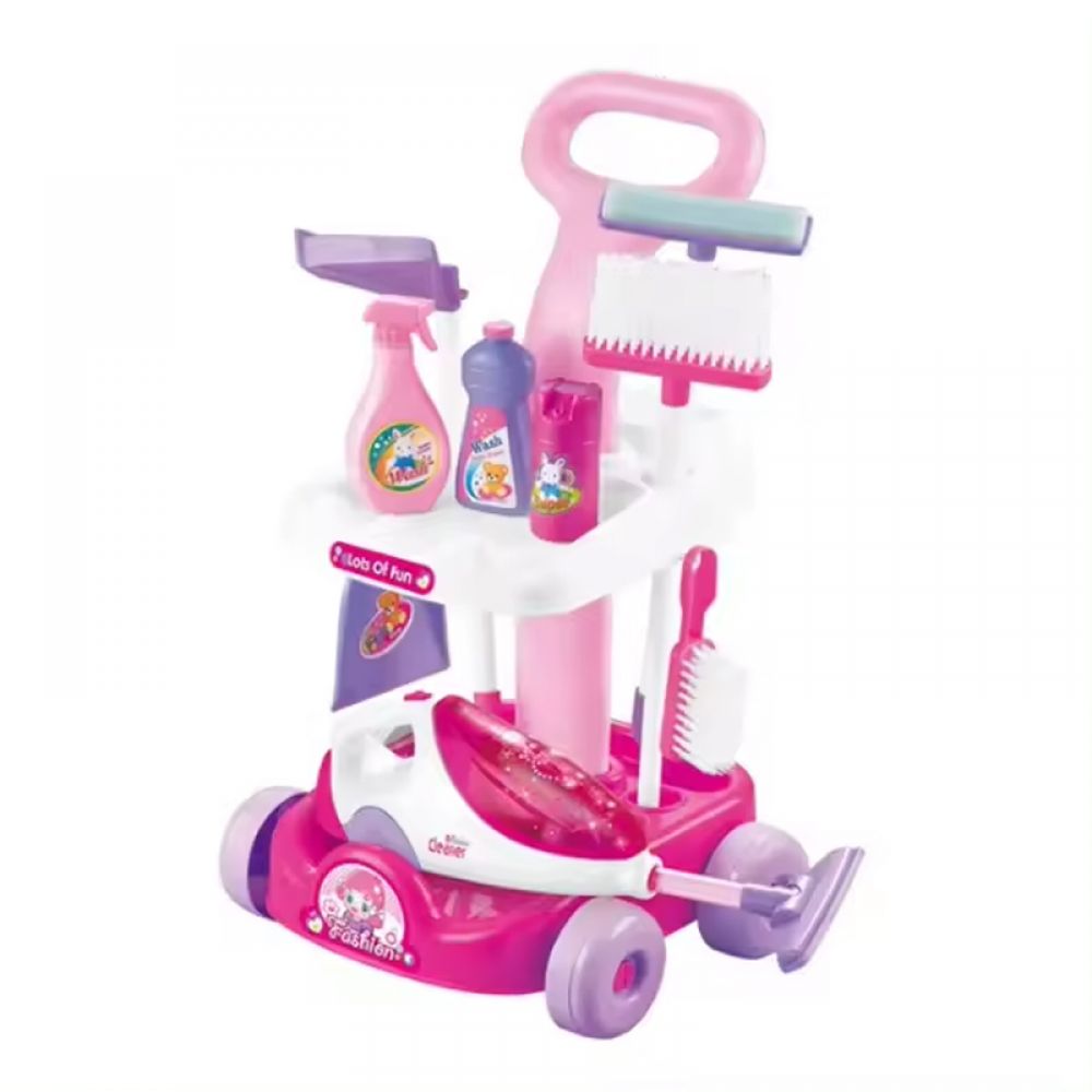 Ігровий набір для прибирання з візочком, пилосос на батарейках, відро, швабра, аксесуари, підсвічування A 5928