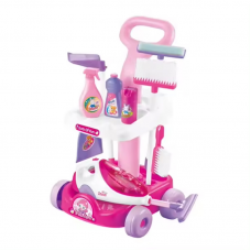 Ігровий набір для прибирання з візочком, пилосос на батарейках, відро, швабра, аксесуари, підсвічування A 5928
