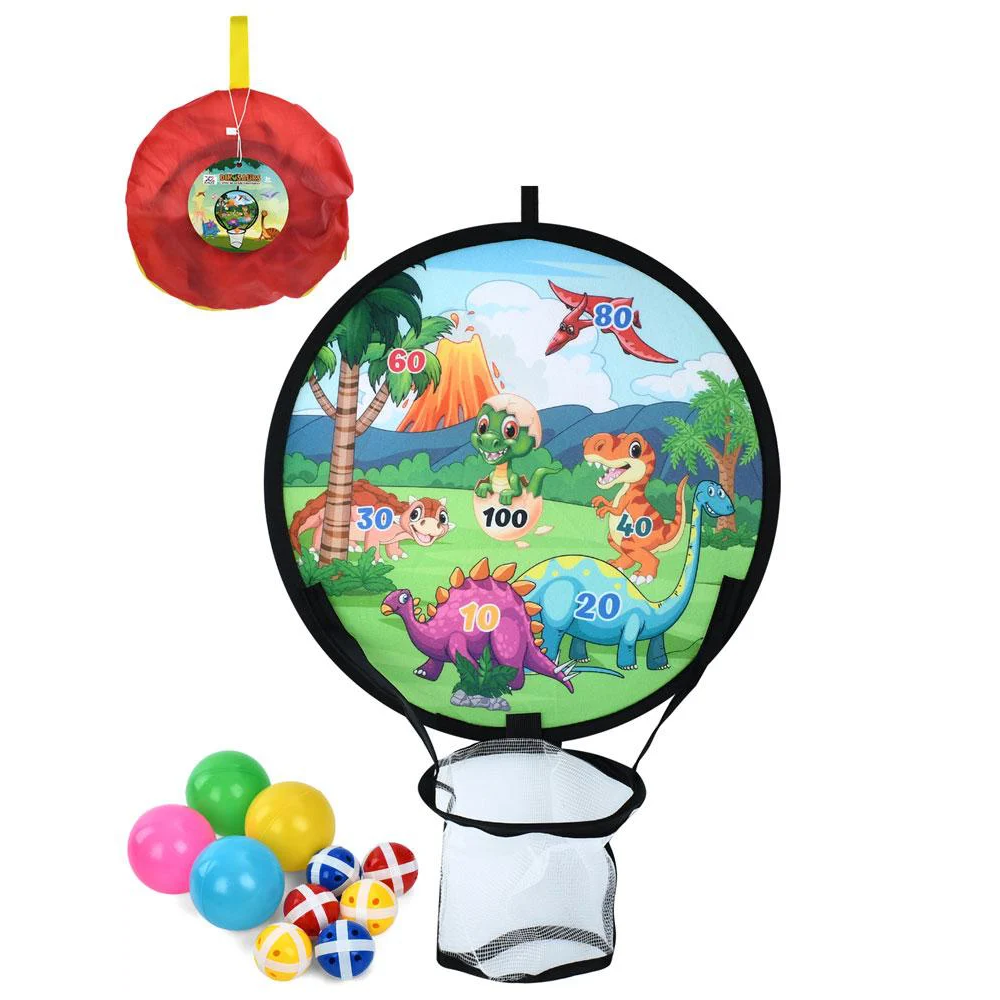 Дартс на липучці, 39см, 2в1(баскетбольне кільце 16см), м'ячики 6шт, кульки 4шт, 3 види, у сумці, 20-20-3см /24/