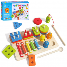 Дерев'яна іграшка Багатофункціональна дошка геометрика 23-15,5-5,5см MD0855