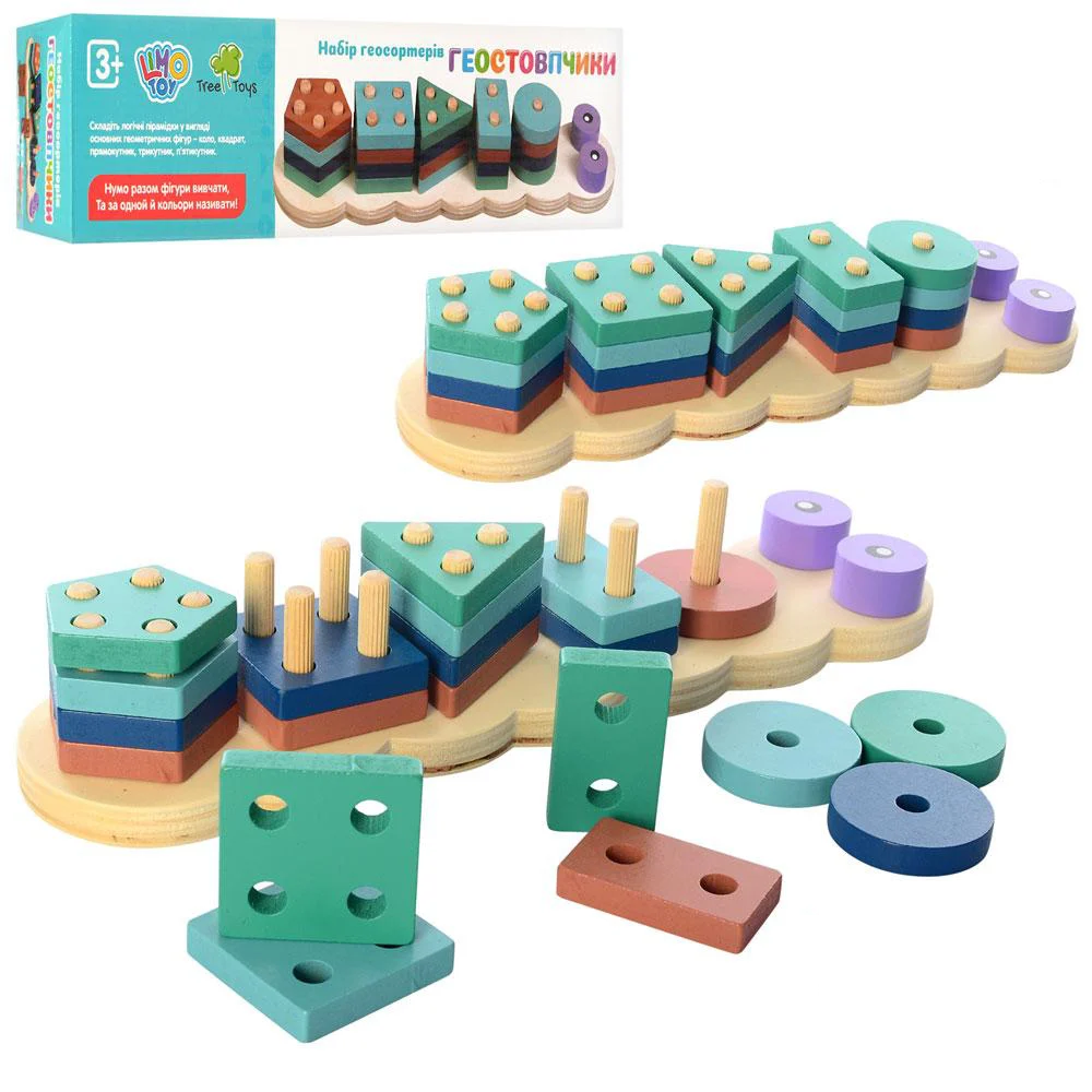Дерев'яна іграшка-геосортер Limo Toy "Геостовпчики" MD2165