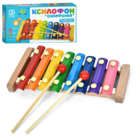 Ксилофон дерев'яний 8 тонів 2 палички Limo Toy