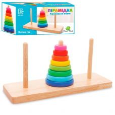 Дерев'яна іграшка Limo Toy "Пірамідка" 8 кілець, підставка MD1870 Дерев'яна іграшка Limo Toy "Пірамідка" 8 кілець, підставка MD1870