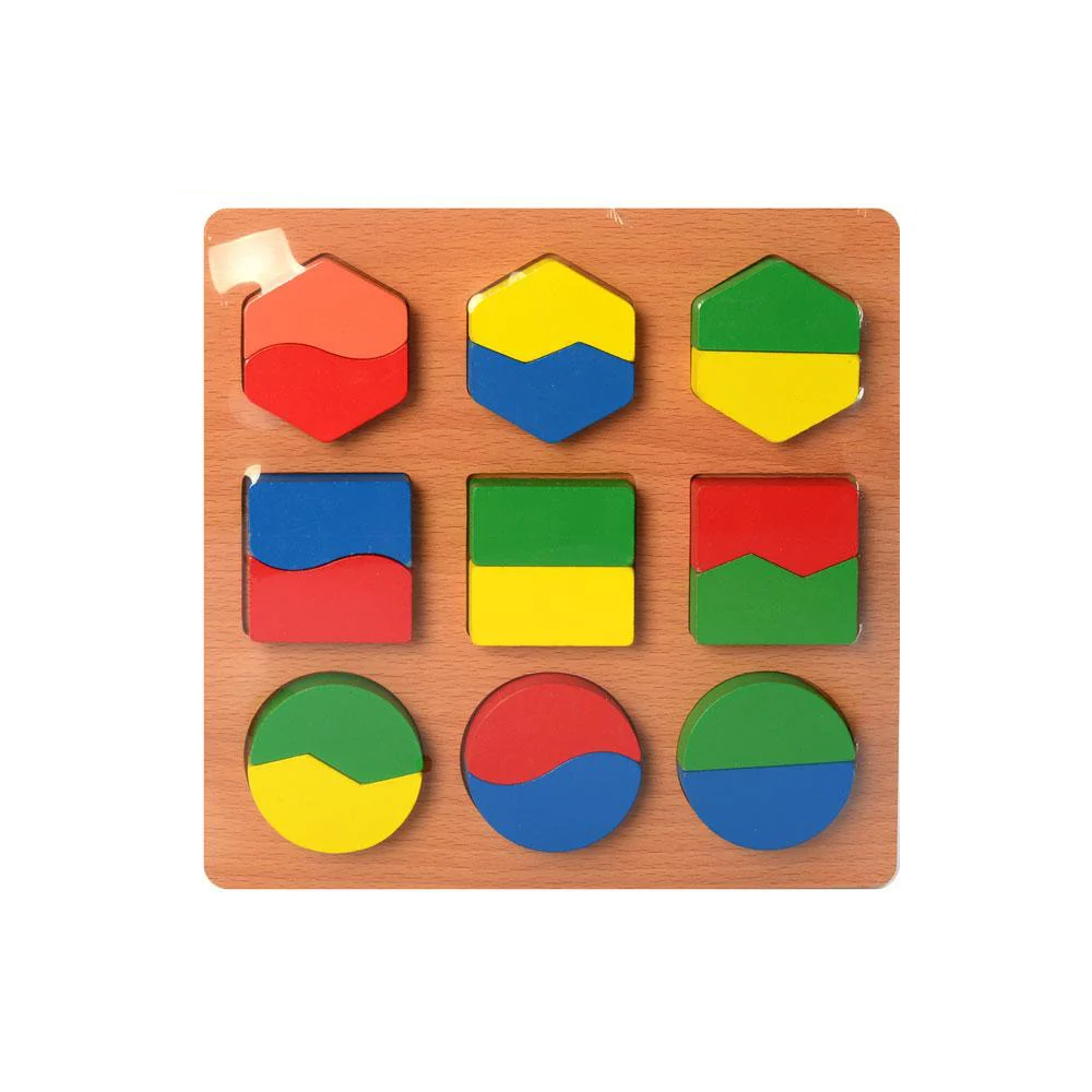 Деревянная игрушка Геометрика фигуры, 3 вида, в п/е 23-23-1,5см /60/