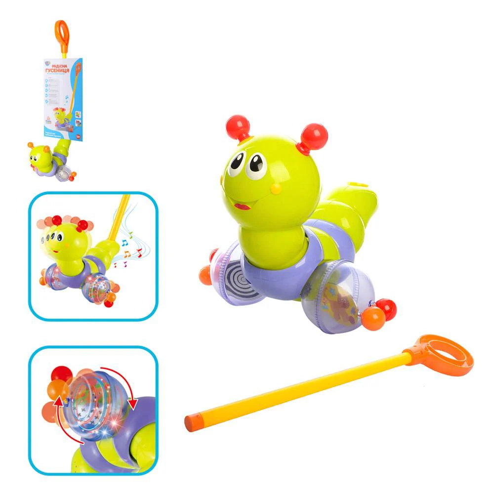 Іграшка-каталка "Гусінь" на палиці, музика, світло, гусінь ворушить головою 686