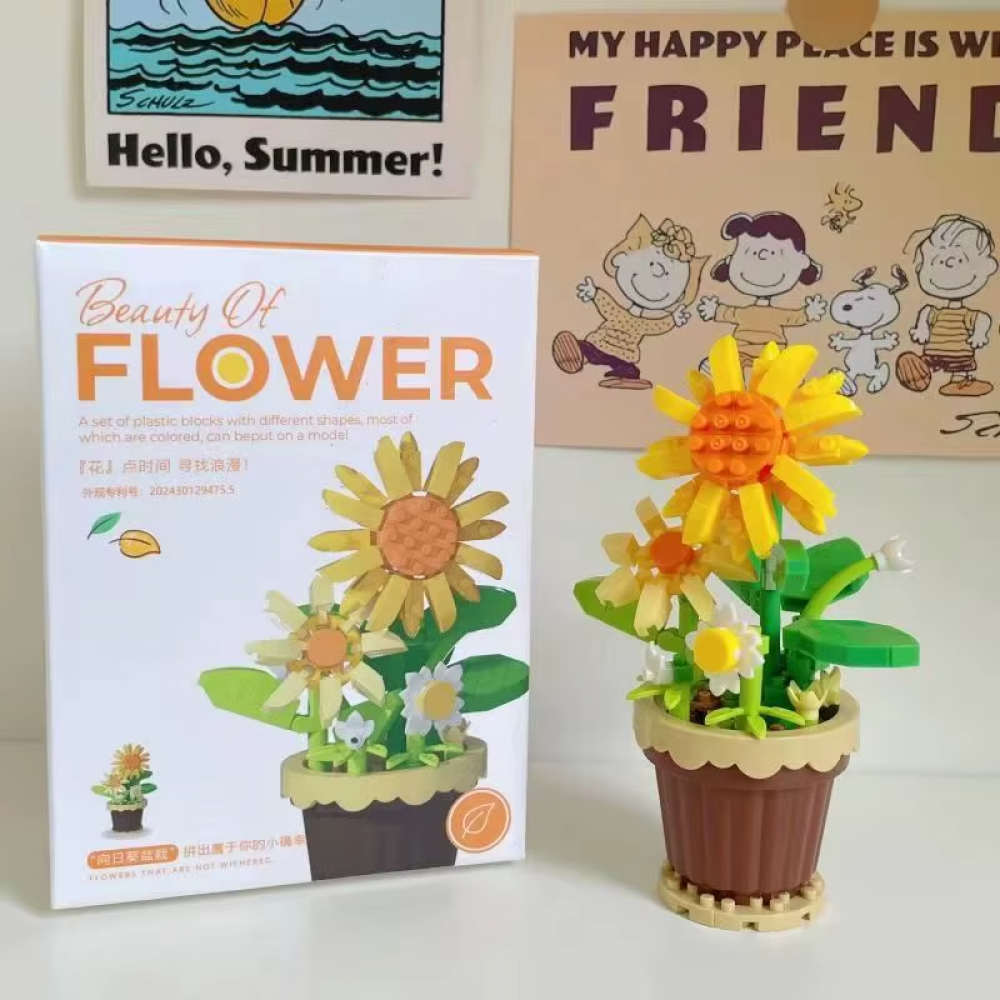 Конструктор квіти у горшику, від 105дет, в кор-ці, (в асортименті)