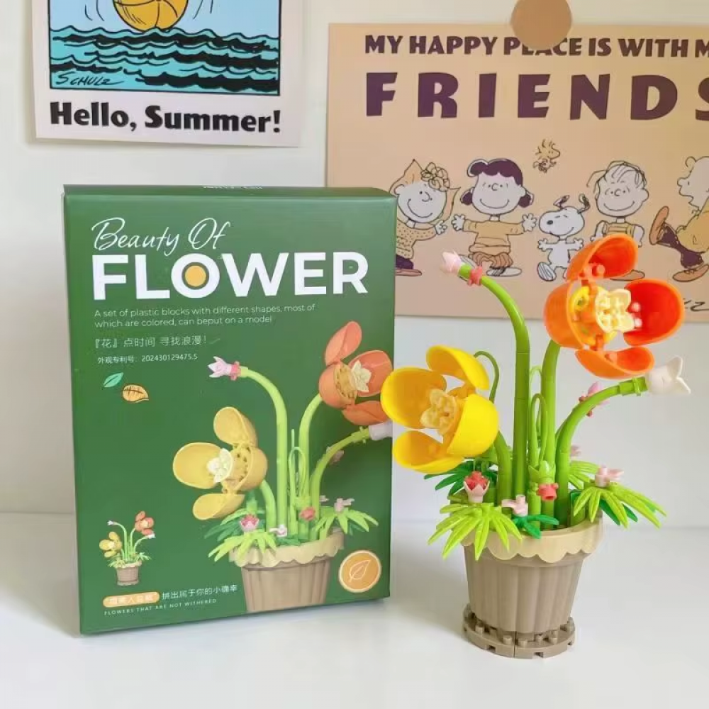 Конструктор квіти у горшику, від 105дет, в кор-ці, (в асортименті)