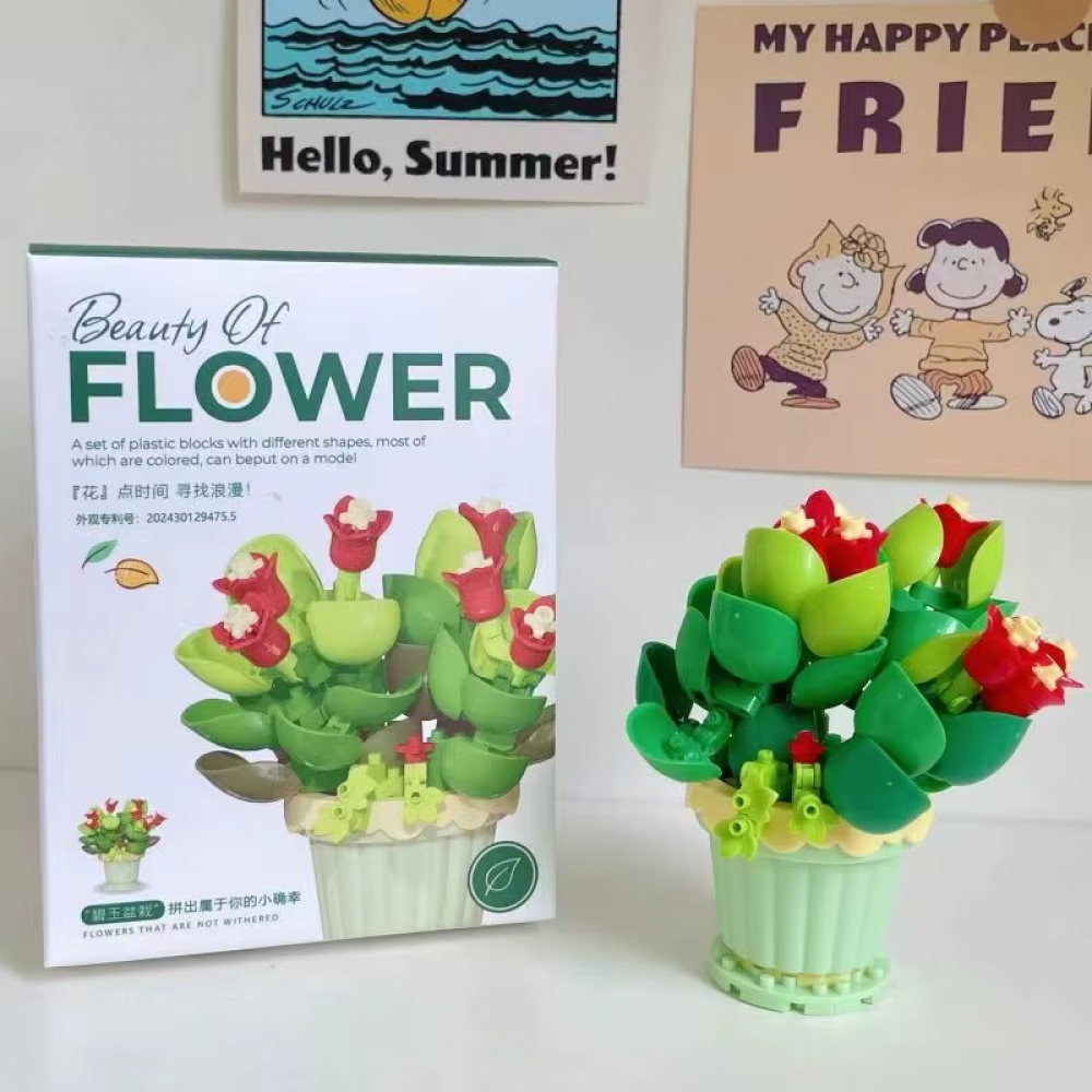 Конструктор квіти у горшику, від 105дет, в кор-ці, (в асортименті)