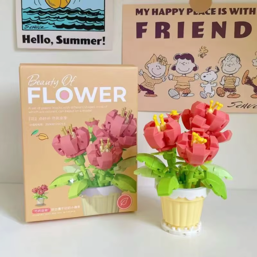 Конструктор квіти у горшику, від 105дет, в кор-ці, (в асортименті)