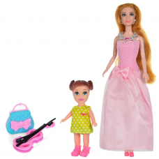 Лялька 29см, шарнірна, донька 11см, сумочка, скрипка, 2види, в кор-ці, 18-33-6,5см /36/