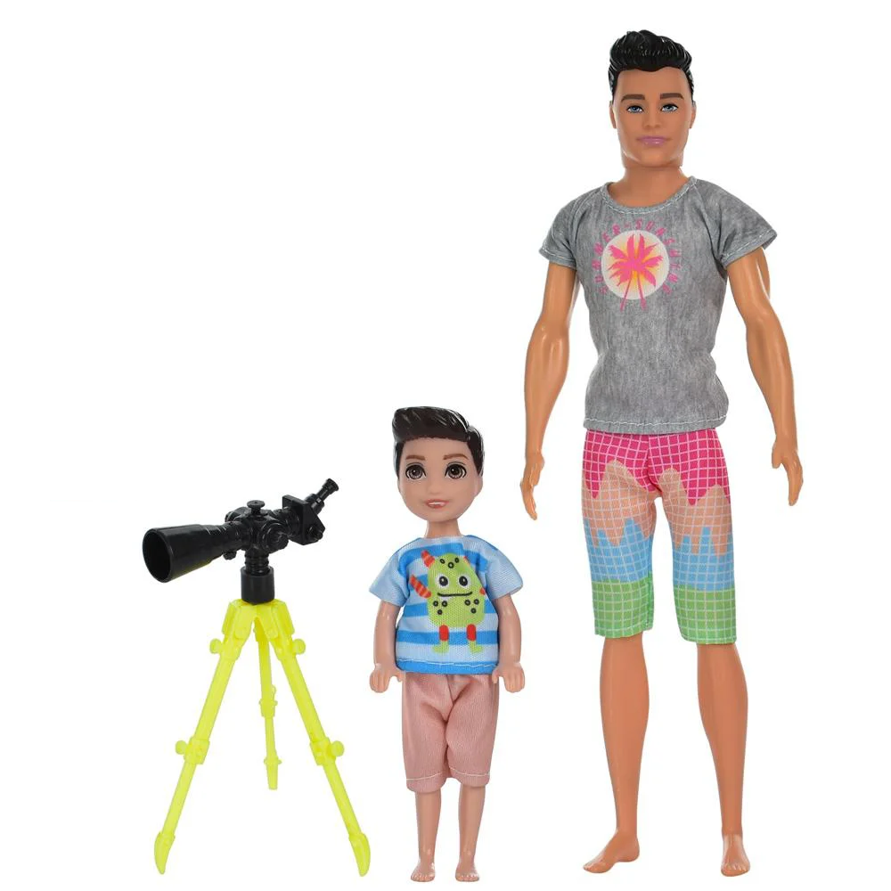 Лялька 2шт(30см і 14см), тато і син, телескоп, 2 види, в кор-ці, 18-31,5-5,5см /48/