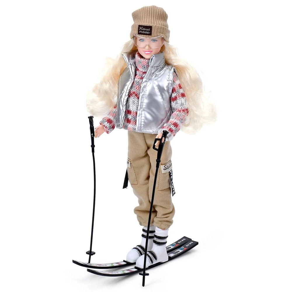 Лялька 30см, лижниця, шарнірна, лижи, 2 види, в кор-ці, 23-36,5-6см /24/
