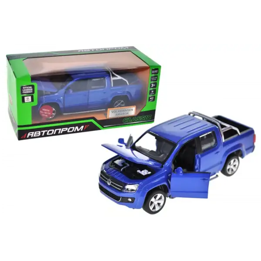 Машина мет. АВТОПРОМ 2кольори 1:30 Volkswagen Amarok, батар,світло,звук,відкр.двері,кор. 18*9*8см /48-2/
