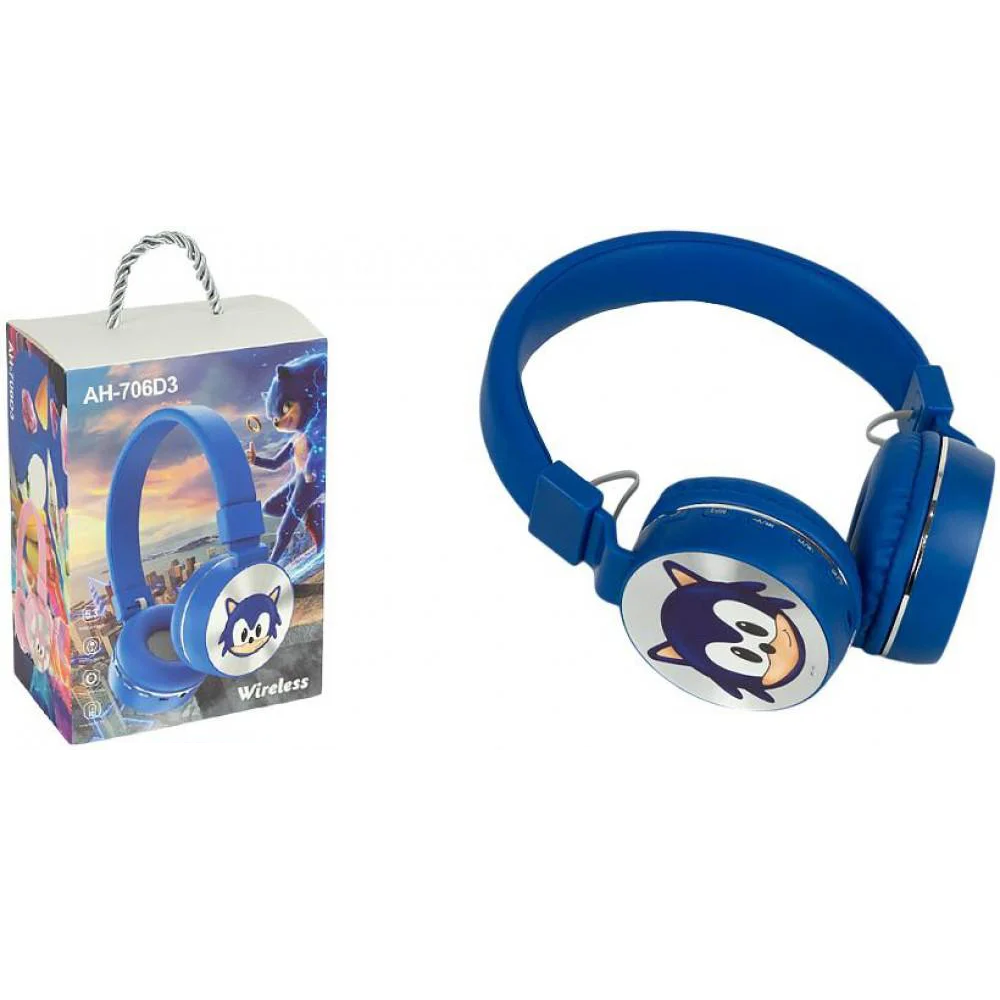 Наушники накладные Bluetooth с мультяшным персонажем сонік  AH-706D3