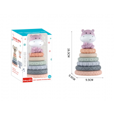 Пірамідка гумова "Бегемотик" 9,5х9,5х16,5 см, 6 кілець, фігурка тварини BL8711D2