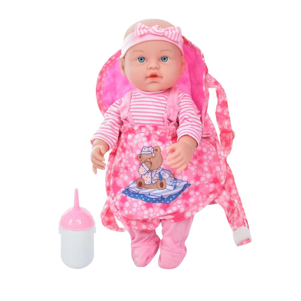 Пупс 36см, звук, пляшечка, сумка-кенгуру, 6видів, бат(табл), в п/е 19-46-9см /30/