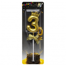 Свічка-цифра "3" з короною JY-1064