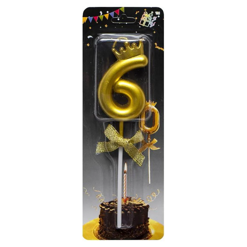 Свічка-цифра "6" з короною JY-1064