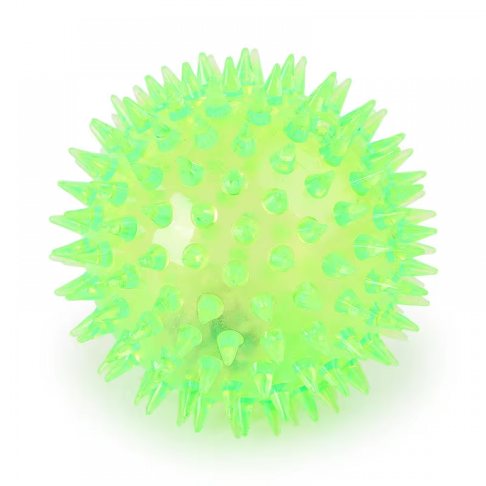 Гумовий м'яч-стрибунець з шипами 14-46, світло, діаметр 6,5 см, /576-24/