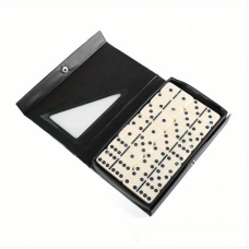 Доміно пластикове у шкіряному фулярі на кнопці, 28 кісток B00495