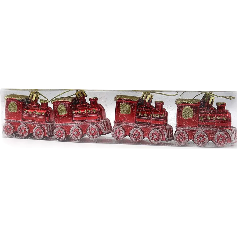 Елочные украшения "Паровозик" 4шт PVC 1шт/этик