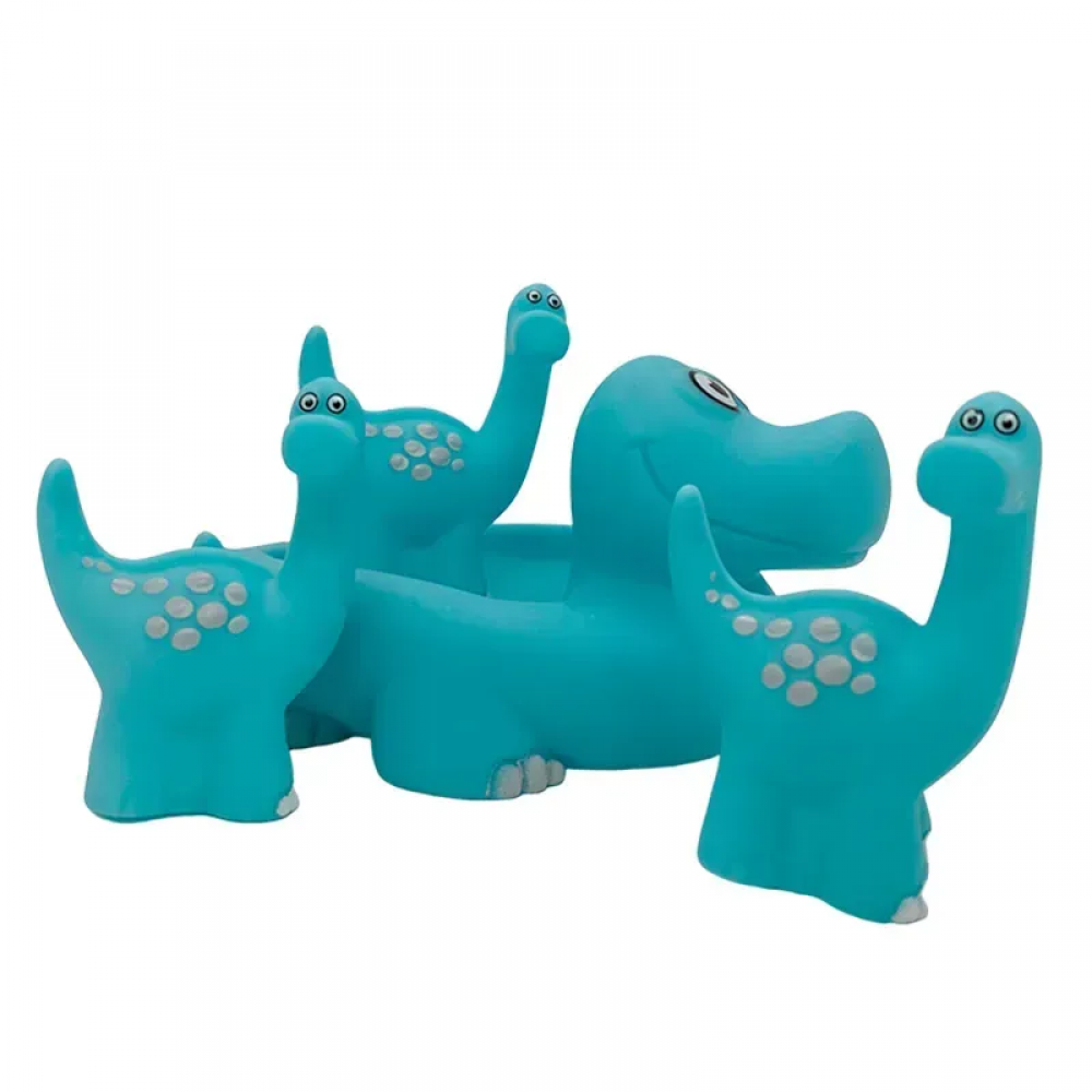 Іграшка для купання динозавр, сім'я динозаврів, набір 4шт(16см, 7см), пискавка, 6 видів, в сітці, 17-14-12см /84/