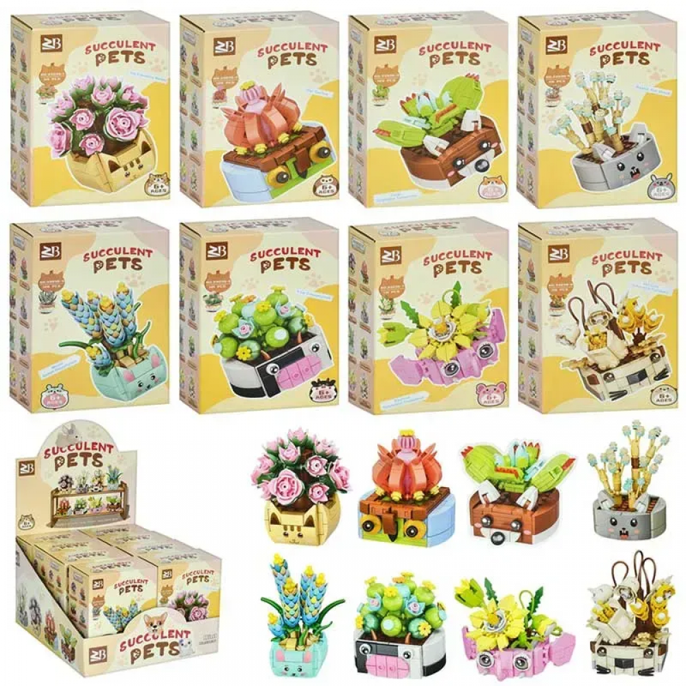 Конструктор квіти у горщику, від 115дет, в кор-ці, (8видів) /10/80/8шт в кор.21-14,5-25,5см