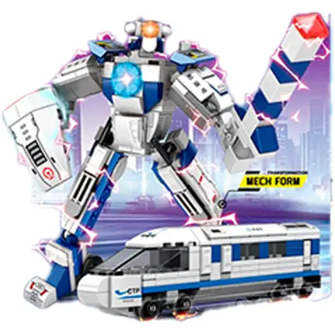 Конструктор робот+транспорт тролейбус трейлер поїзд L33014-17-19