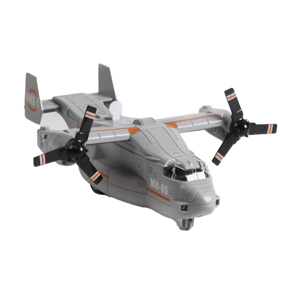 Літак "Військовий", 2 кольори, інерція, 2 положення гвинтів, звуки роботи гвинтів, підсвічування носа і хвоста, в кор. /30/