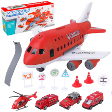 Літак-парковка ЧЕРВОНИЙ, музичний чип, мелодії, наліпки, в кор. /36/