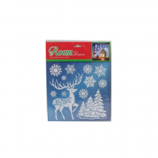 Наклейка декор. об'ємна "Новий рік"-біла 20*26,5см 6в.мікс (50*12)