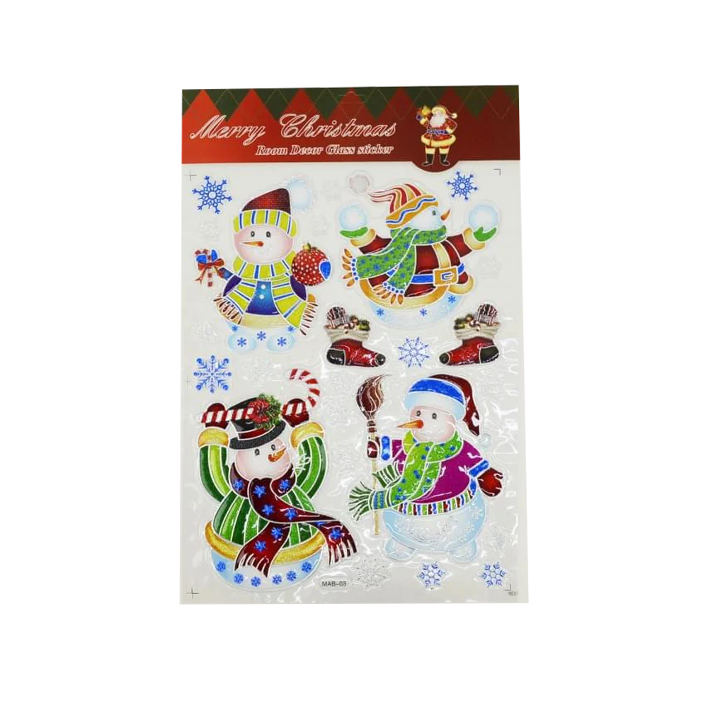 Наклейки для окон силикон "Christmas"30*45см, mix 1шт/этик