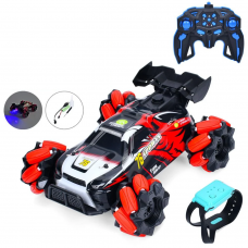 Р/К машинка 2,4G (2 пульти-1 браслет на руку), акум, 21см, пара/дим,звук, світло, колеса-ролики,корпус не б'ється, USBзарядне, 2 кольори, в кор-ці,36,5-28-11см /12/