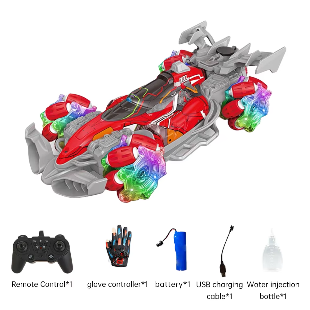 Р/К машинка 2,4G, акум, пульт-рукавичка, 28см, звук, світло, пара-дим, колеса-ролики, USBзарядне, 3 кольори, в кор-ці, 28,5-19-9см /12/