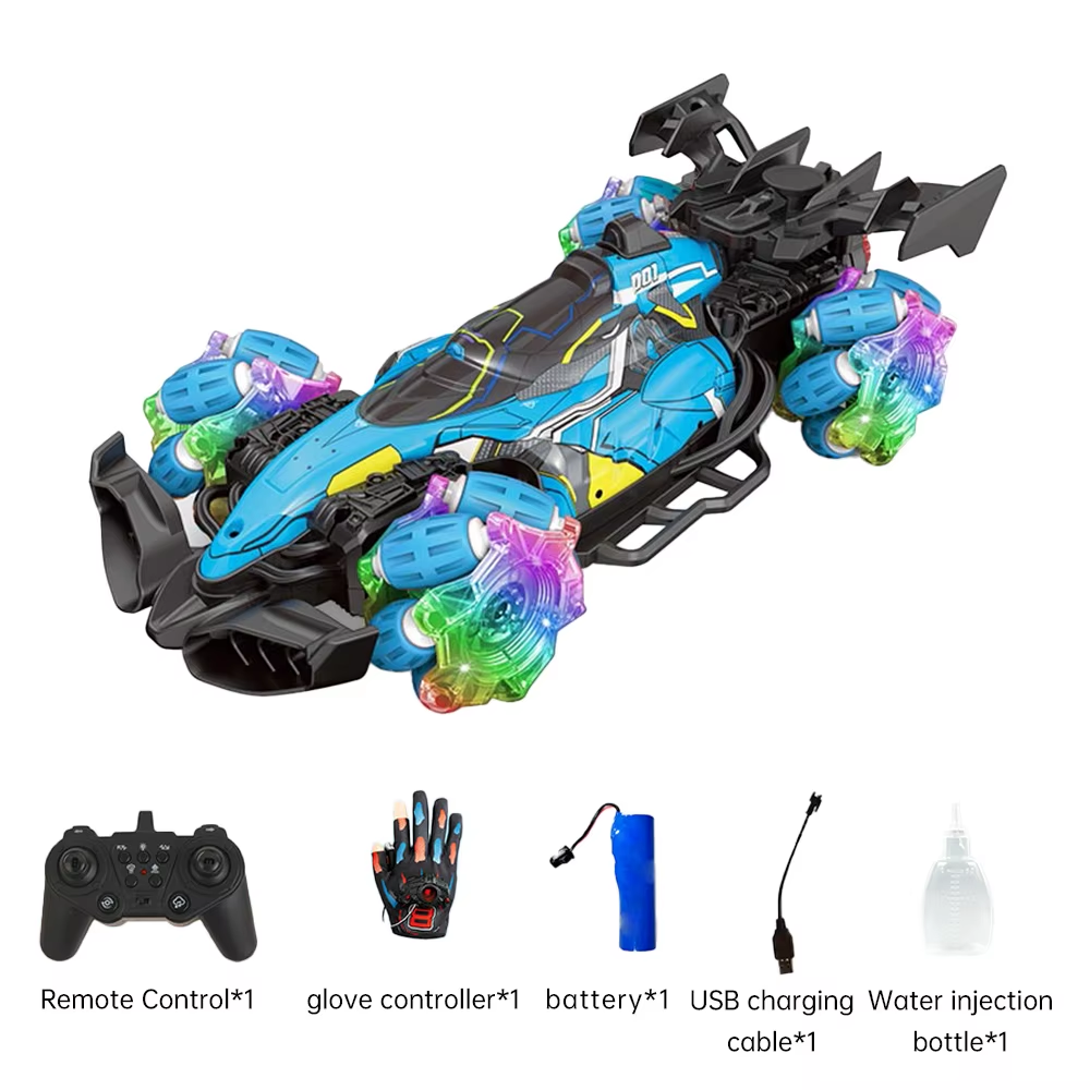 Р/К машинка 2,4G, акум, пульт-рукавичка, 28см, звук, світло, пара-дим, колеса-ролики, USBзарядне, 3 кольори, в кор-ці, 28,5-19-9см /12/