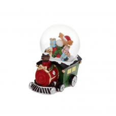Сувенир керам.светящ."Шар снежн. 65мм-Поезд с Дедом М., снегов.,олен."инд.уп.4в. по 2шт. в уп.