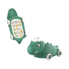 Телефон мобільний 2в1 динозавр на колесах музика звук англ звуки тварин світло (в асортименті) B8808A