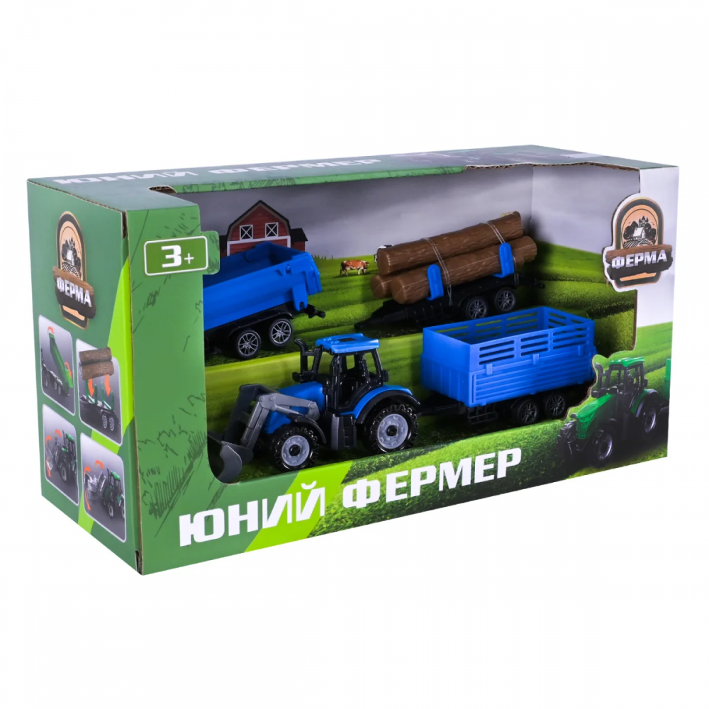 Трактор з причепом інерції. 3 кольори, кор.29*11,5*15см /72-2/