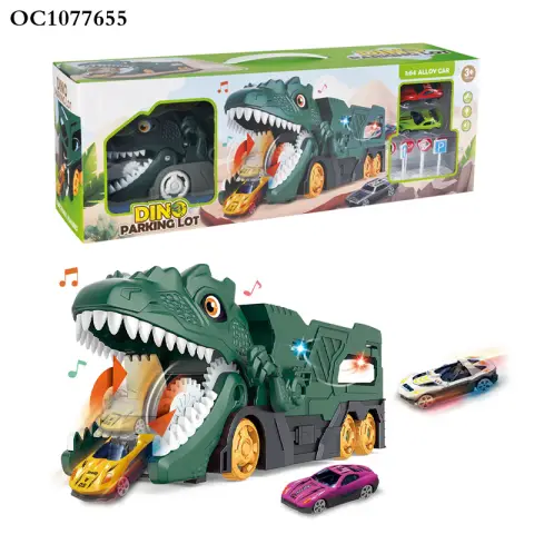 Трейлер динозавр 34,5 см 1:64 2в1 трек звук світло машинка 2 шт 660-S111-13