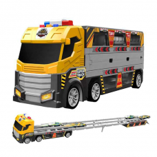 Трейлер-трек "Будівельна спецтехніка" розмір 38х10.5х15 см, довжина треку 135 см, механічний запусач, підсвічування, звук, 2 металопластикові моделі, 6 пластикових моделей, в кор. /36/