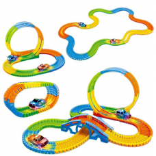 Трек неоновий 177 деталей, машинка на батарейках, підсвічування 124