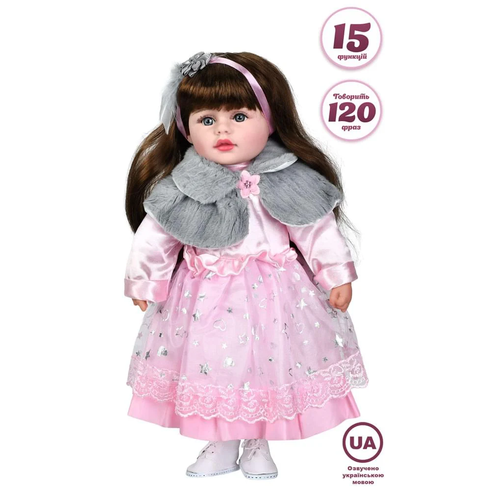 Лялька Панночка,50см, м'яконабивна, навчальна(загадки,кольори,ввічливі слова, скоромовка), муз-зв(укр), англ-цифри,кольори, 120фраз, пісня, 4види,бат(таб),в кор-ці(розібрана),26-53-13см /12/