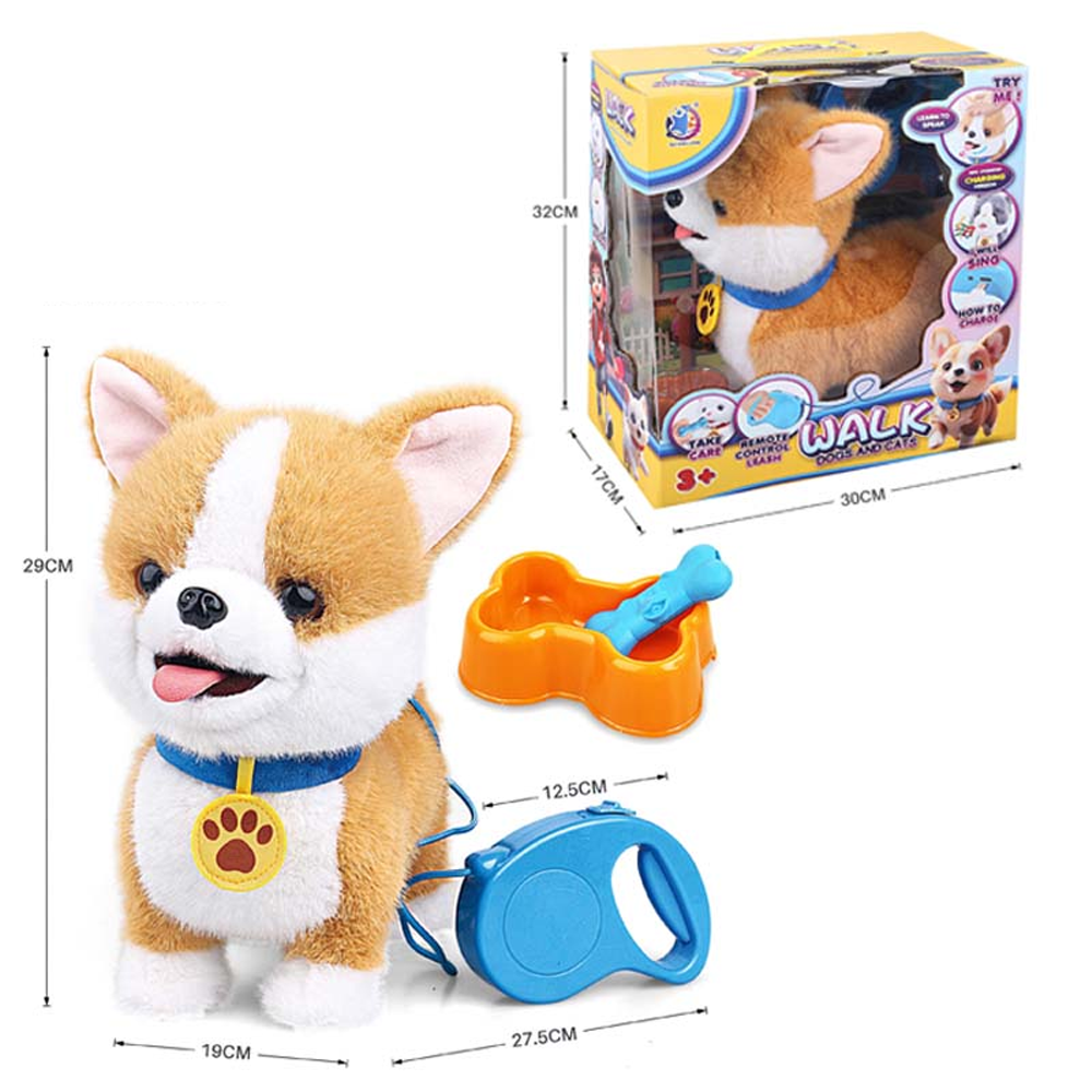 М'яка іграшка д/к(повідець), тварина, 28см, акум, сенсорна, ходить, звук, музика, повтор, висовує язик, рухливі голова та хвіст, USBзарядне, 3 види(собака-2види, кіт), в кор-ці, 30-32,5-17,5см /10/