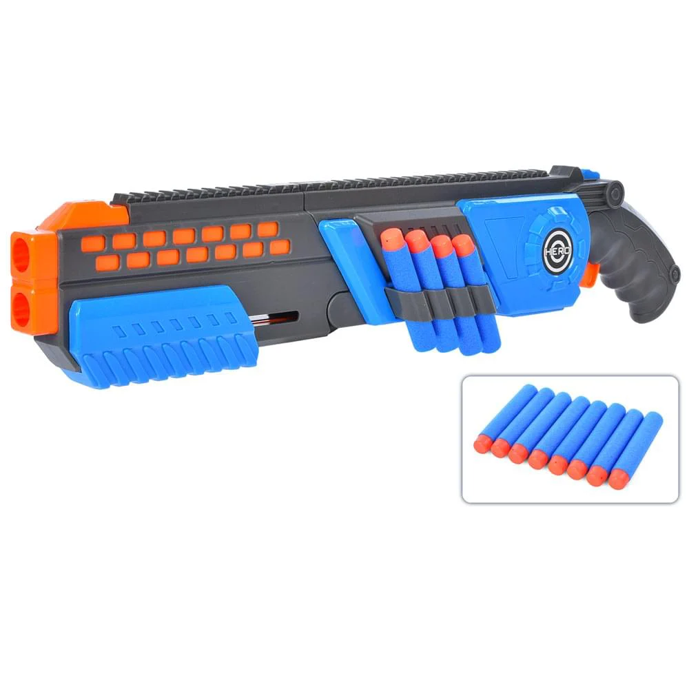 Пістолет 48см, м'які кулі 8шт, 2 кольори, в кор-ці, 50-20-6см /12/