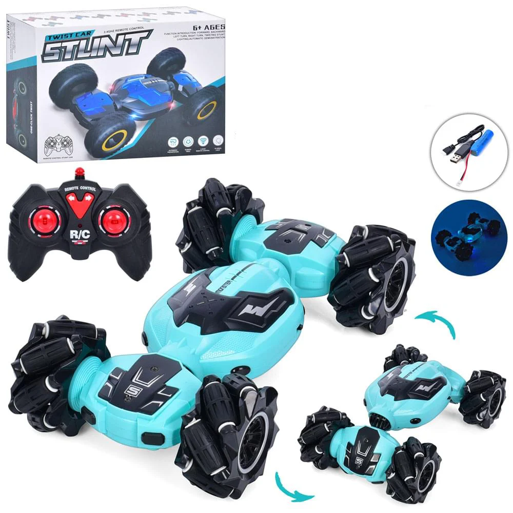 Р/К Машинка 2.4G, 26см, акум, USB-зарядне, оберт.360, світло, роликові колеса, 2 кольори, в кор-ці, 27,5-19,5-8см /12/