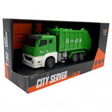 Сміттєвоз інерц, 16см, 1:32, звук, світло, гумові колеса, рухливі деталі, на бат(табл), в кор-ці, 22,5-11-8см /48/