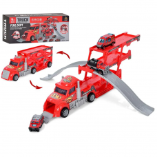 Трейлер 31см, машинки (мет) 7см 3шт, 2 види (поліц,пожеж), в кор-ці 34-13-8,5см /18/