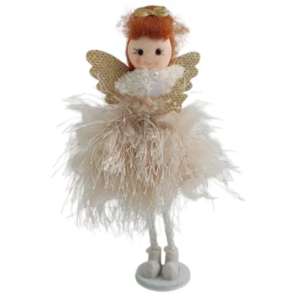 Іграшка декор новорічна "Янголятко з бантиком стоїть" 18см 3в.(40*12)