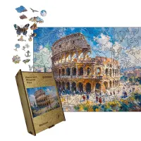 Дерев'яний фігурний пазл Колізей, А3, Картонна коробка 200 елементів